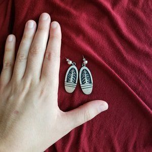 Eclectic sterling silver oval drop earrings